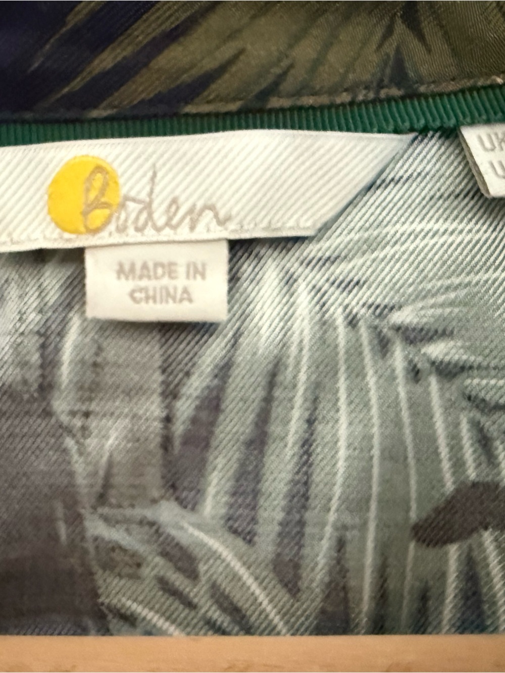 Boden Olive & Teal Black Panther Palm-Print Long Sleeve Shirt Dress NWOT Size 10 - Picture 4 of 5